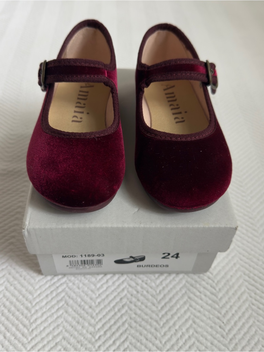 NWT Amaia Burgundy Velvet Mary Jane Shoes, Size US 8/ EU 24
